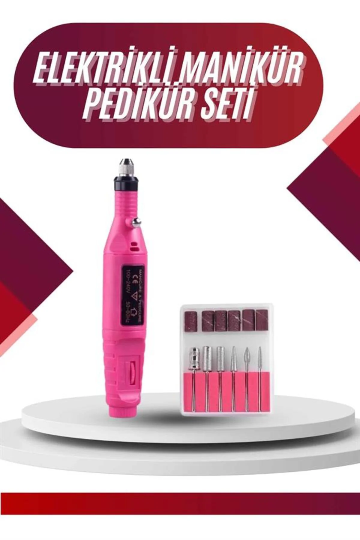 Elektrikli Profesyonel Manikür Pedikür Seti Değiştirilebilir Başl