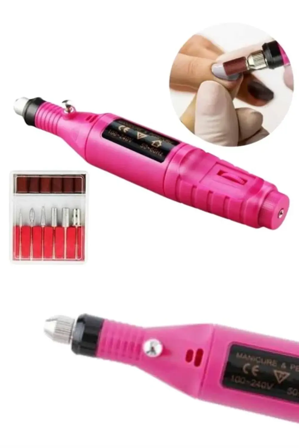 Elektrikli Profesyonel Manikür Pedikür Seti Değiştirilebilir Başl