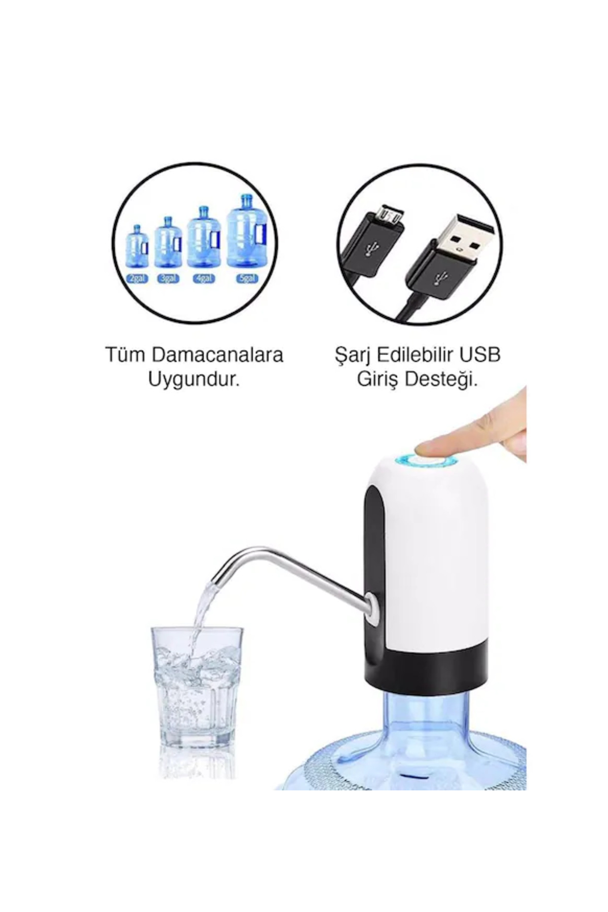 Ok Aksesuar Elektrikli Şarjlı Damacana Su Pompası Go50609104230