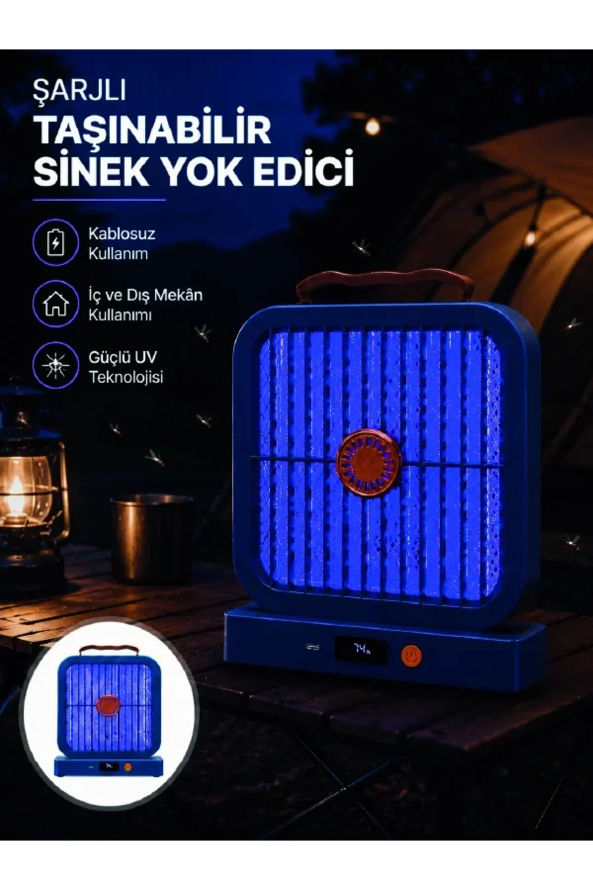 Elektrikli Sinek Öldürücü 365NM UV Işıklı Masaüstü Cihaz Mavi Renk Elektrikli Sinek Öldürücü 365NM UV Işıklı Masaüstü Cihaz Mavi Renk