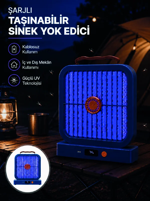 Elektrikli Sinek Öldürücü 365NM UV Işıklı Masaüstü Cihaz Mavi Renk