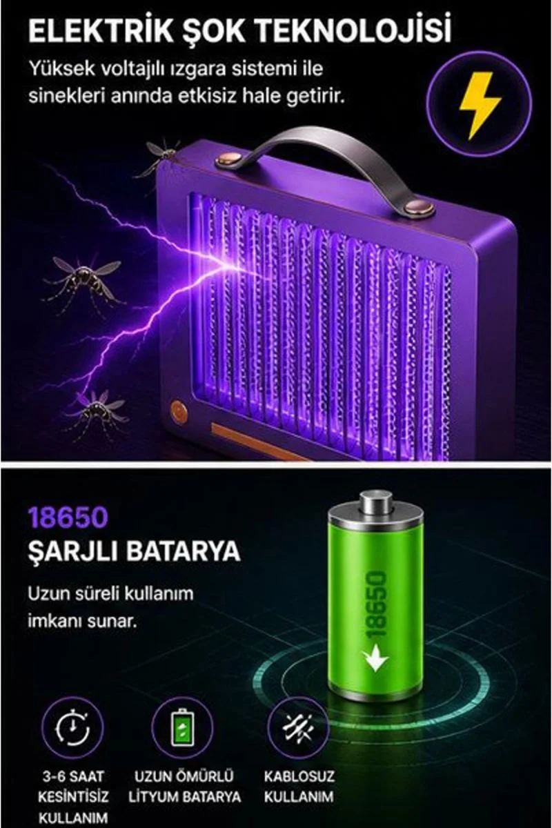 Elektrikli Sinek Öldürücü Lamba | Şarjlı, Sessiz, LED Işıklı Etkili Koruma Fiyatı, Yorumları ve Özellikleri