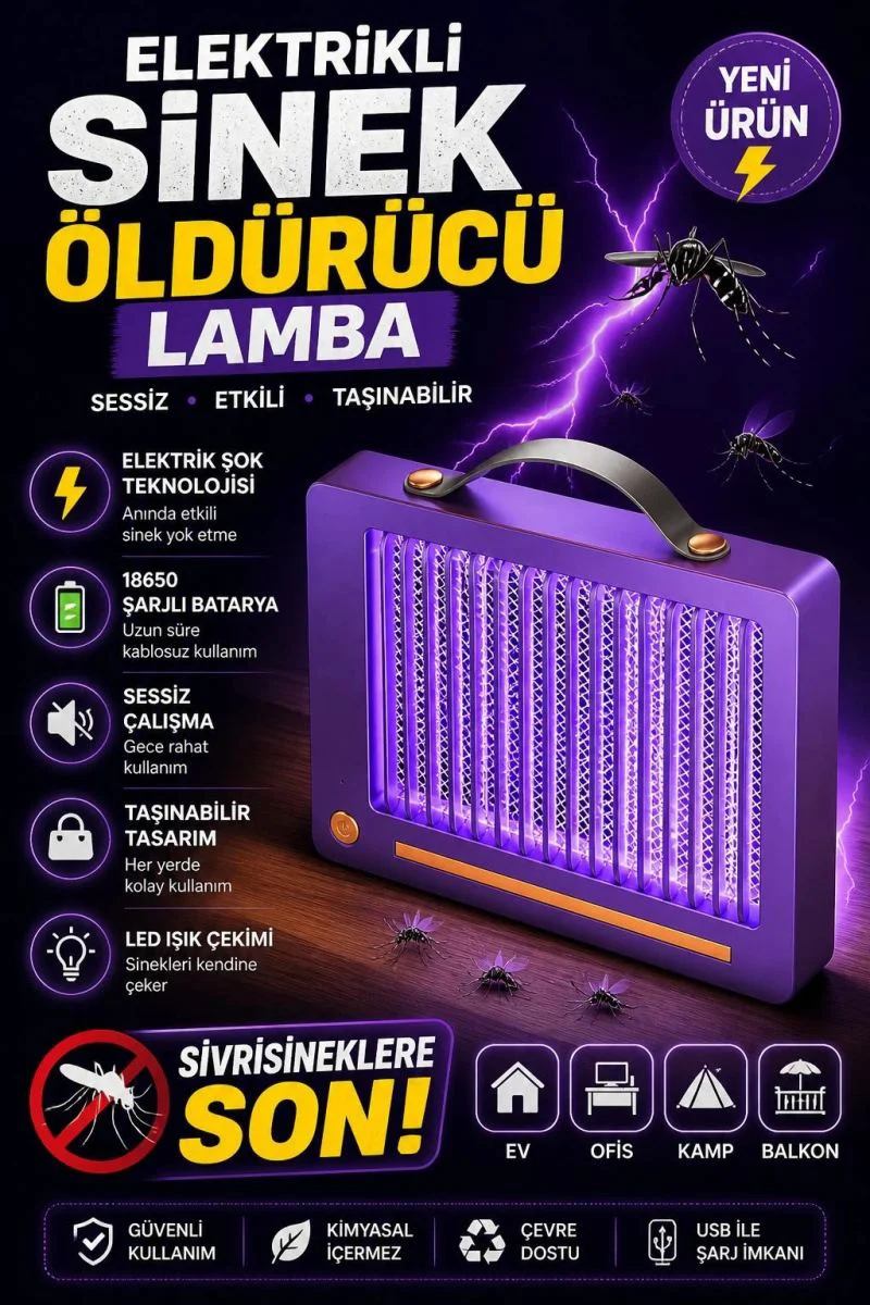 Elektrikli Sinek Öldürücü Lamba | Şarjlı, Sessiz, LED Işıklı Etkili Koruma Fiyatı, Yorumları ve Özellikleri