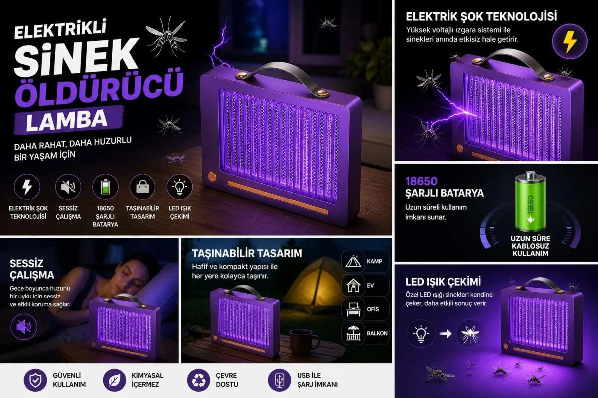 Elektrikli Sinek Öldürücü Lamba | Şarjlı, Sessiz, LED Işıklı Etkili Koruma Fiyatı, Yorumları ve Özellikleri