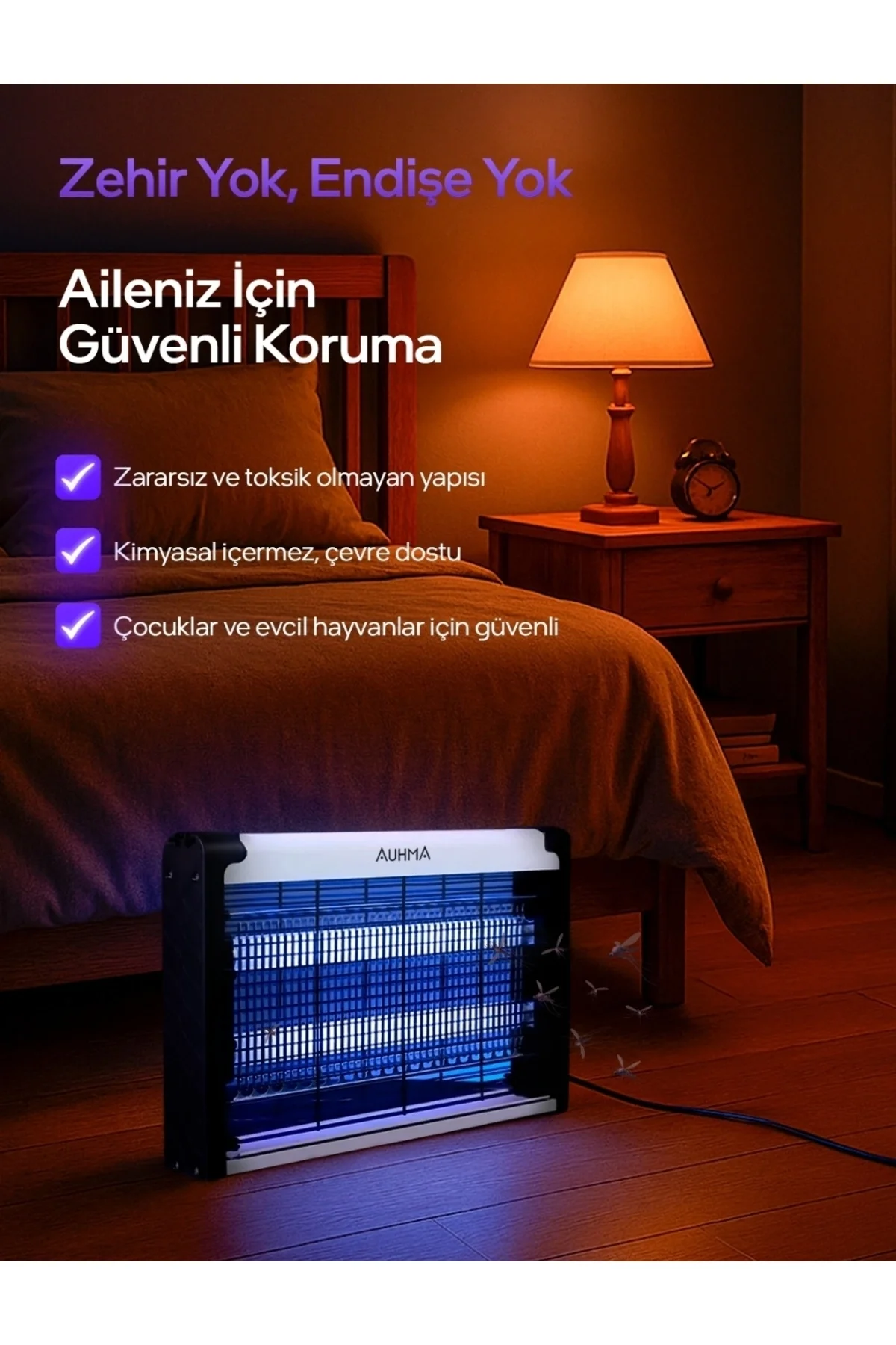 Elektrikli sinek öldürücü makine UV ışıklı çiftli gece lambası 8 watt - Süpermarket