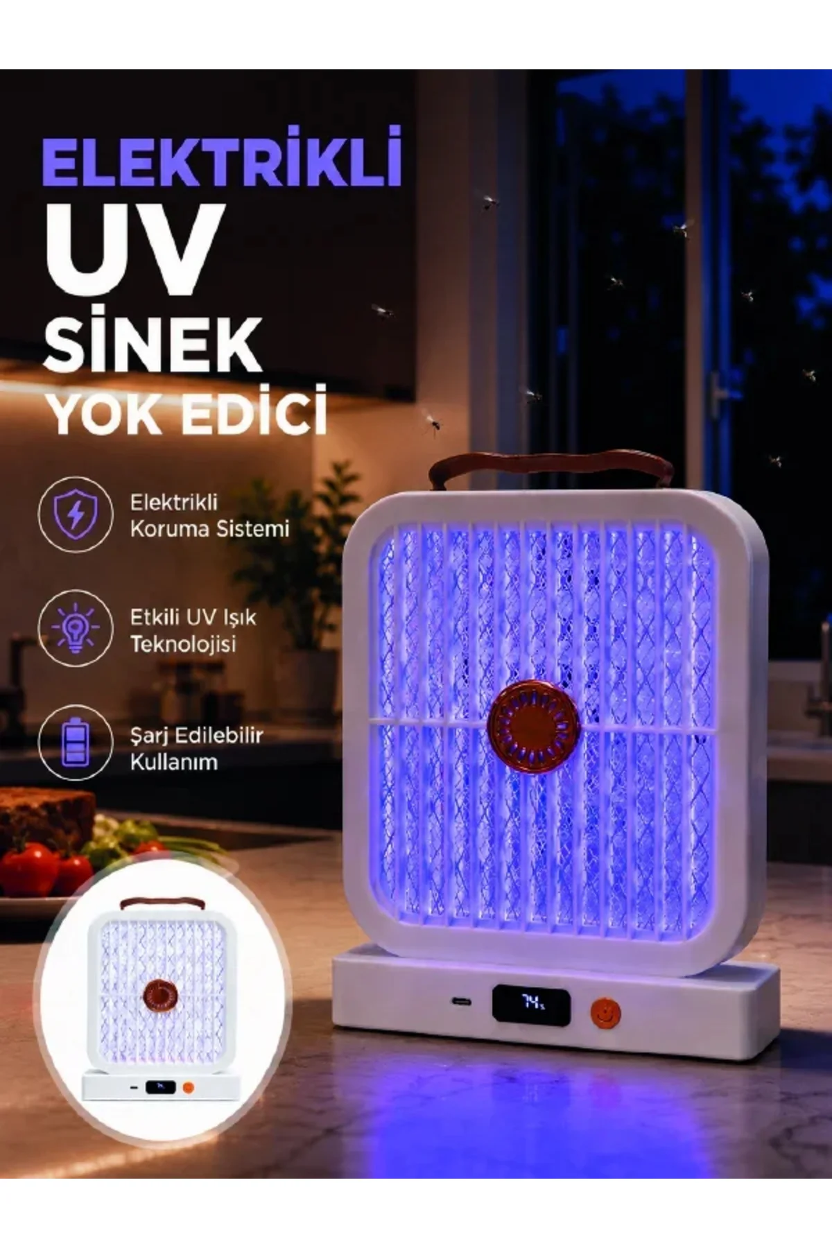 Elektrikli Sinek Öldürücü UV Işıklı Masaüstü Cihaz Beyaz Renk Elektrikli Sinek Öldürücü UV Işıklı Masaüstü Cihaz Beyaz Renk