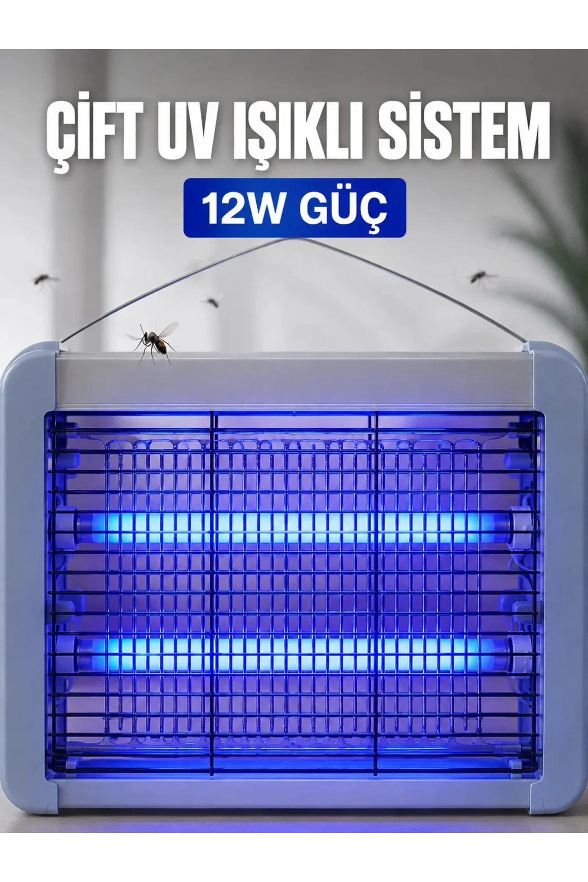 Elektrikli Sinek ve Sivrisinek Öldürücü 12W Çift UV Işıklı Böcek Lambası Elektrikli Sinek ve Sivrisinek Öldürücü 12W Çift UV Işıklı Böcek Lambası