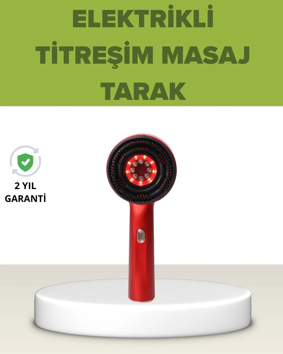 Elektrikli Titreşim Masaj Tarak Kırmızı Işık Terapi - Saç Köklerini Canlandıran Evde Profesyonel Saç Bakımı