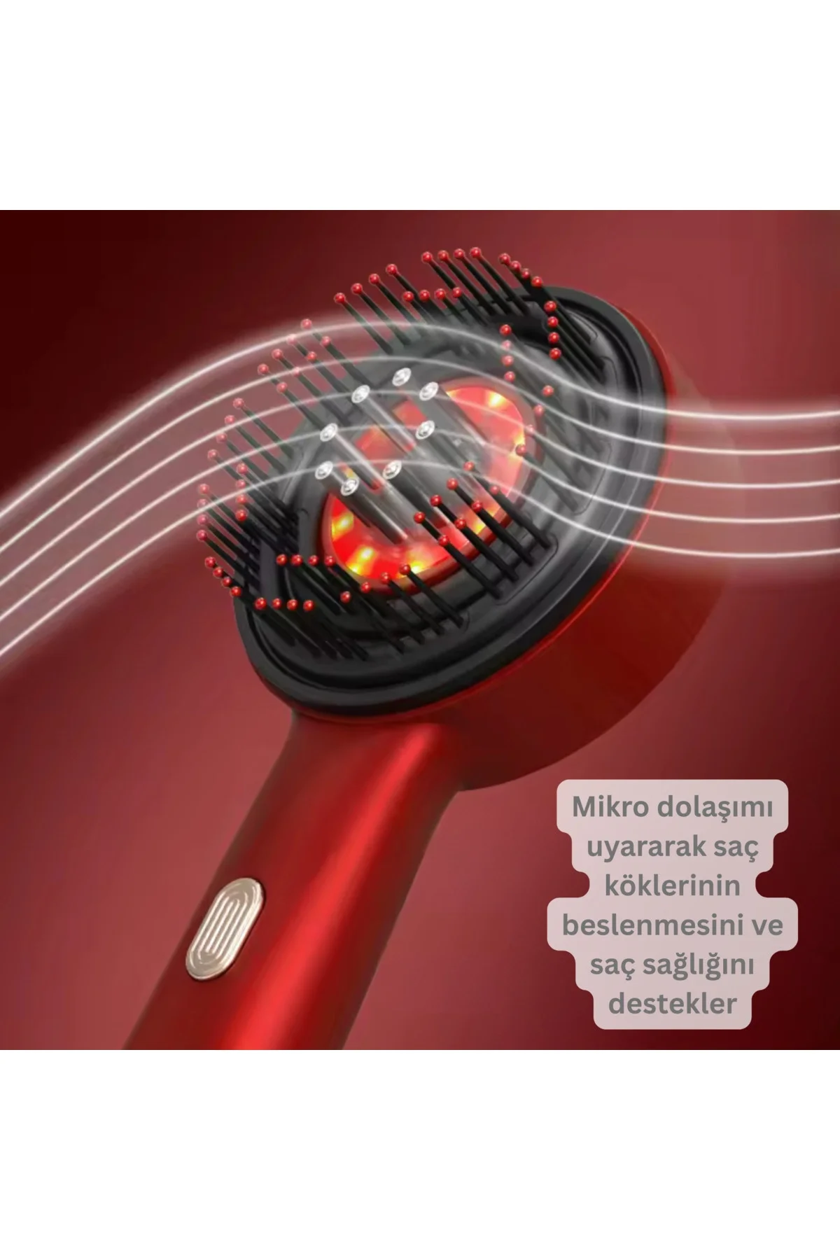 Elektrikli titreşimli masaj tarak kırmızı ışık terapili ve sıvı yağ aplikatörlü - Süpermarket