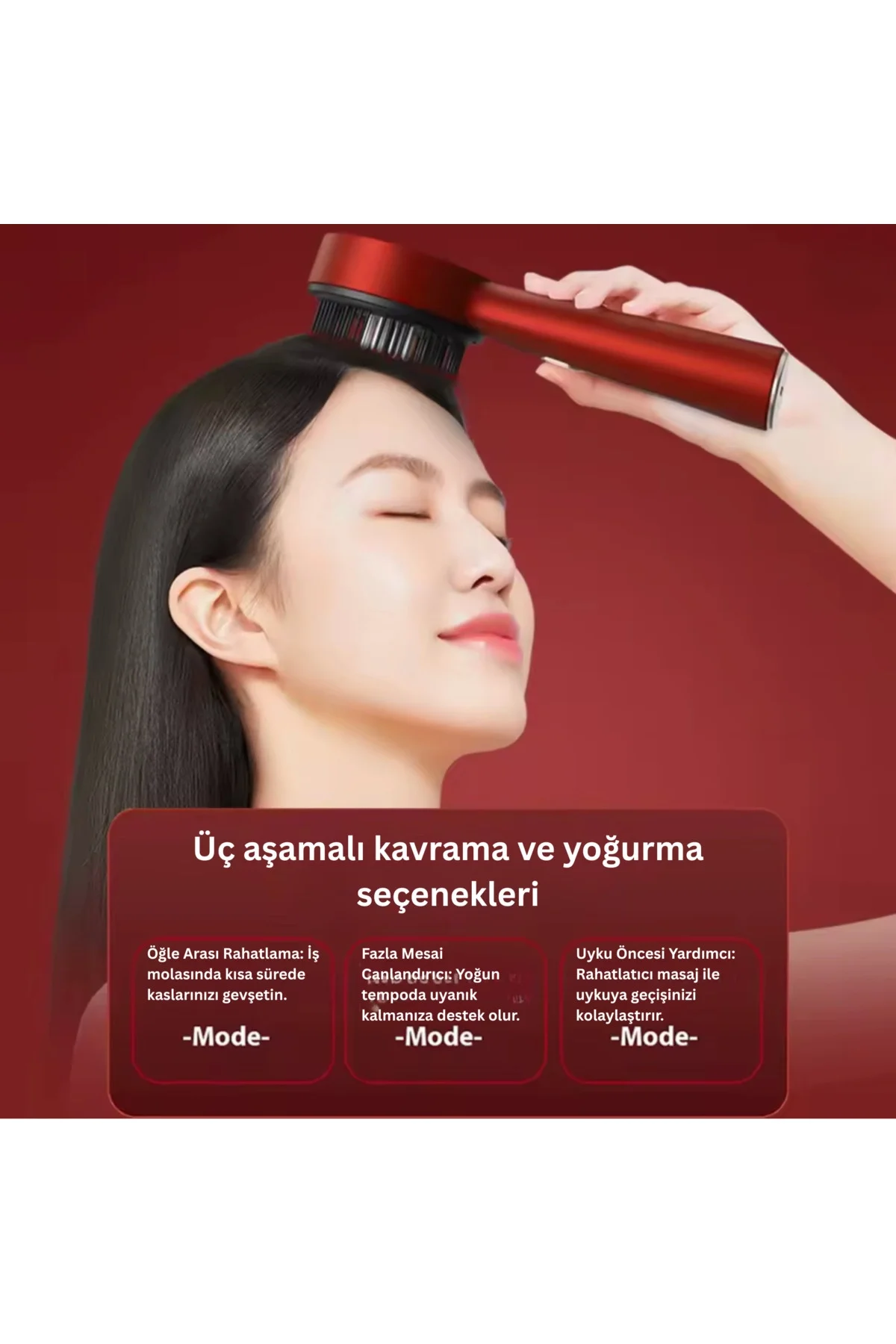 Elektrikli titreşimli masaj tarak kırmızı ışık terapili ve sıvı yağ aplikatörlü - Süpermarket