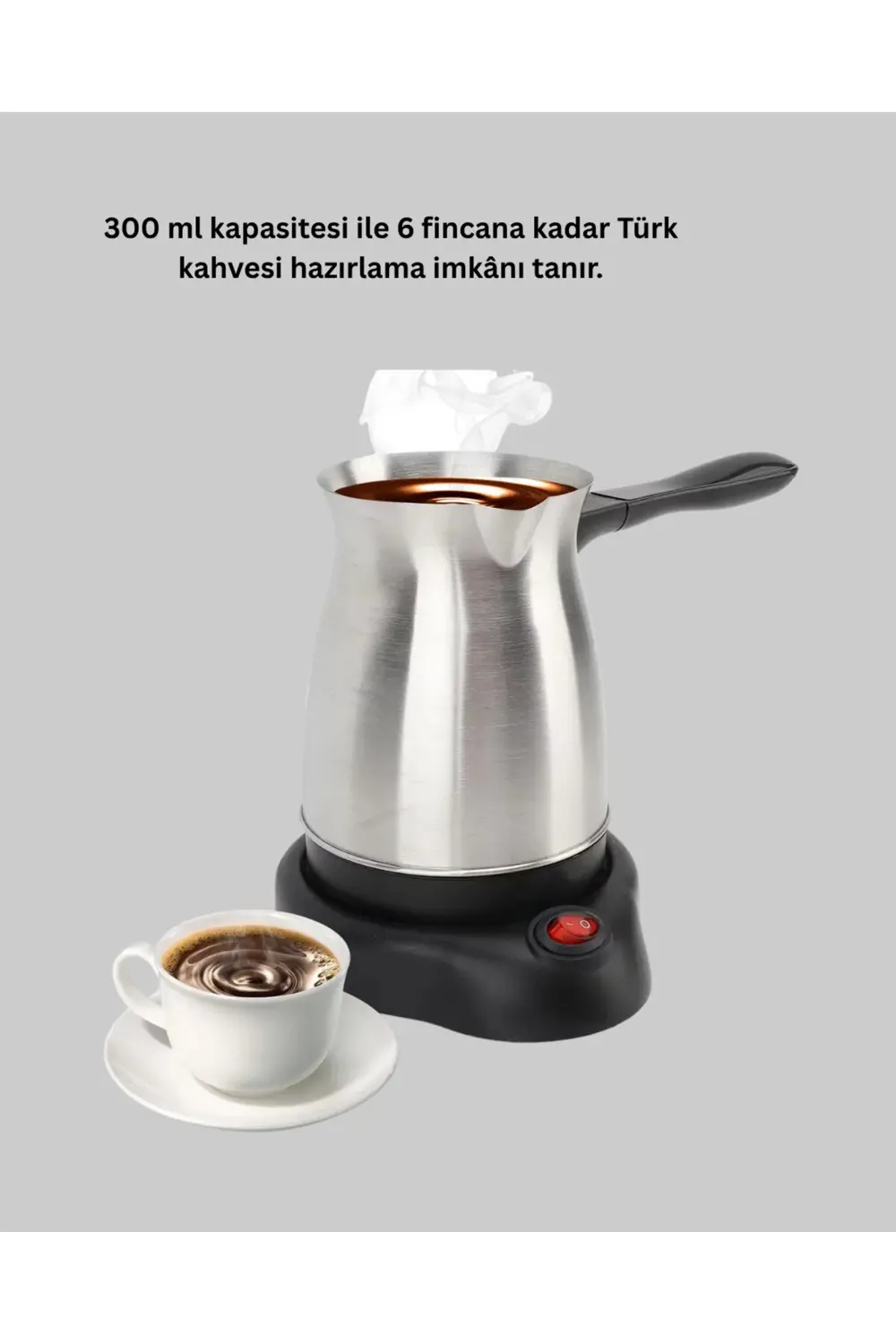 Elektrikli Türk Kahvesi Cezvesi 800W Kablosuz Döner Tabanlı
