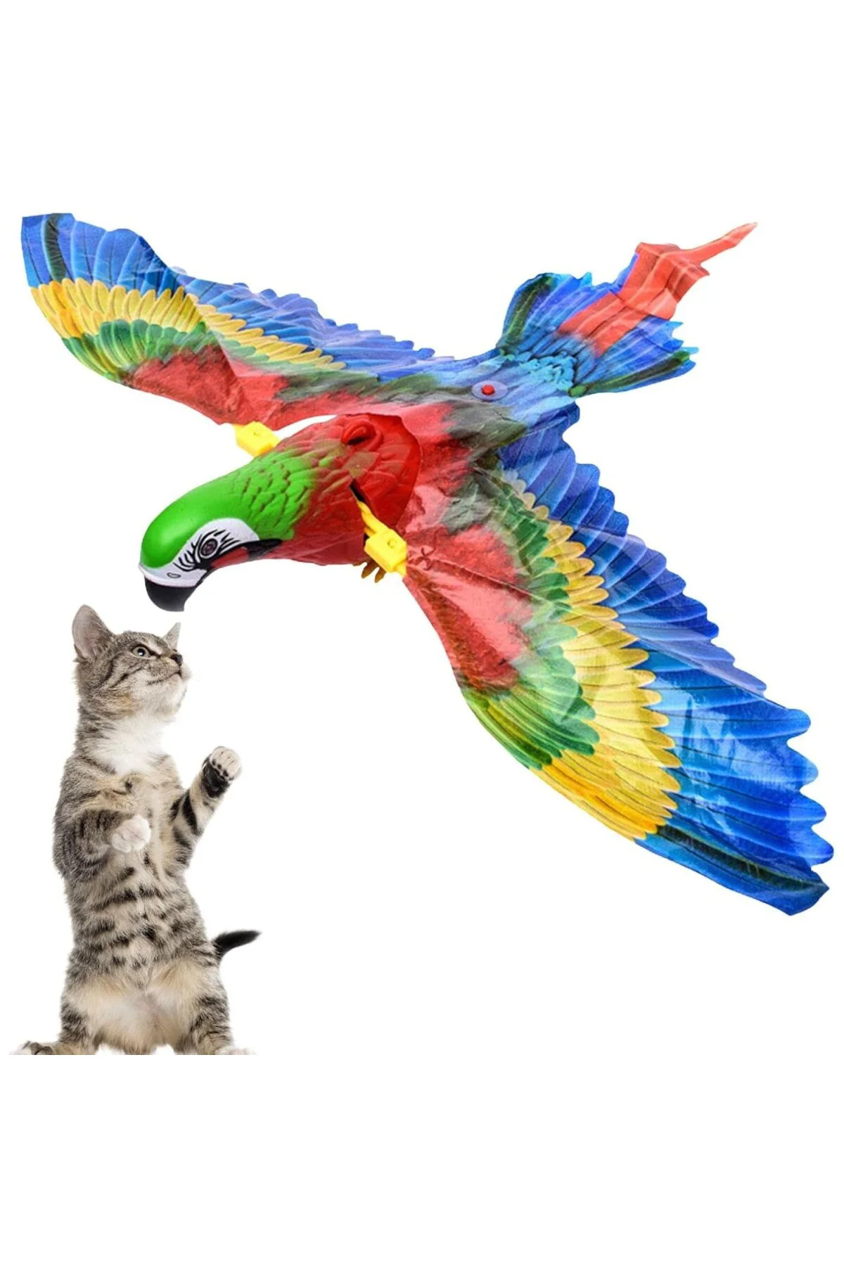 Elektrikli Uçan Papağan Kedi Oyuncağı | Asılı Uçan Kuş Kedi Oyunc