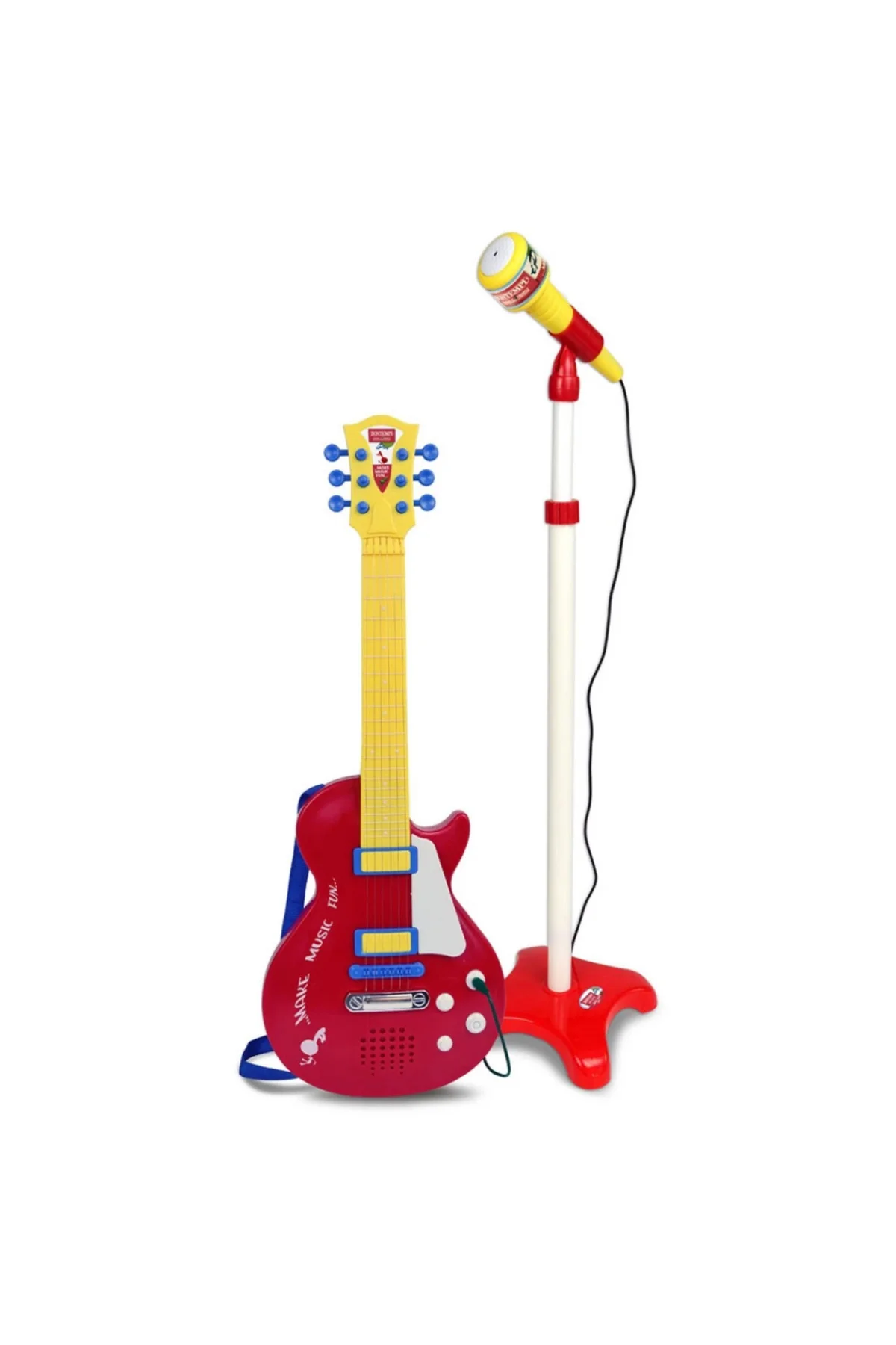 Elektronik Ayaklı Mikrofonlu Gitar Seti Kırmızı