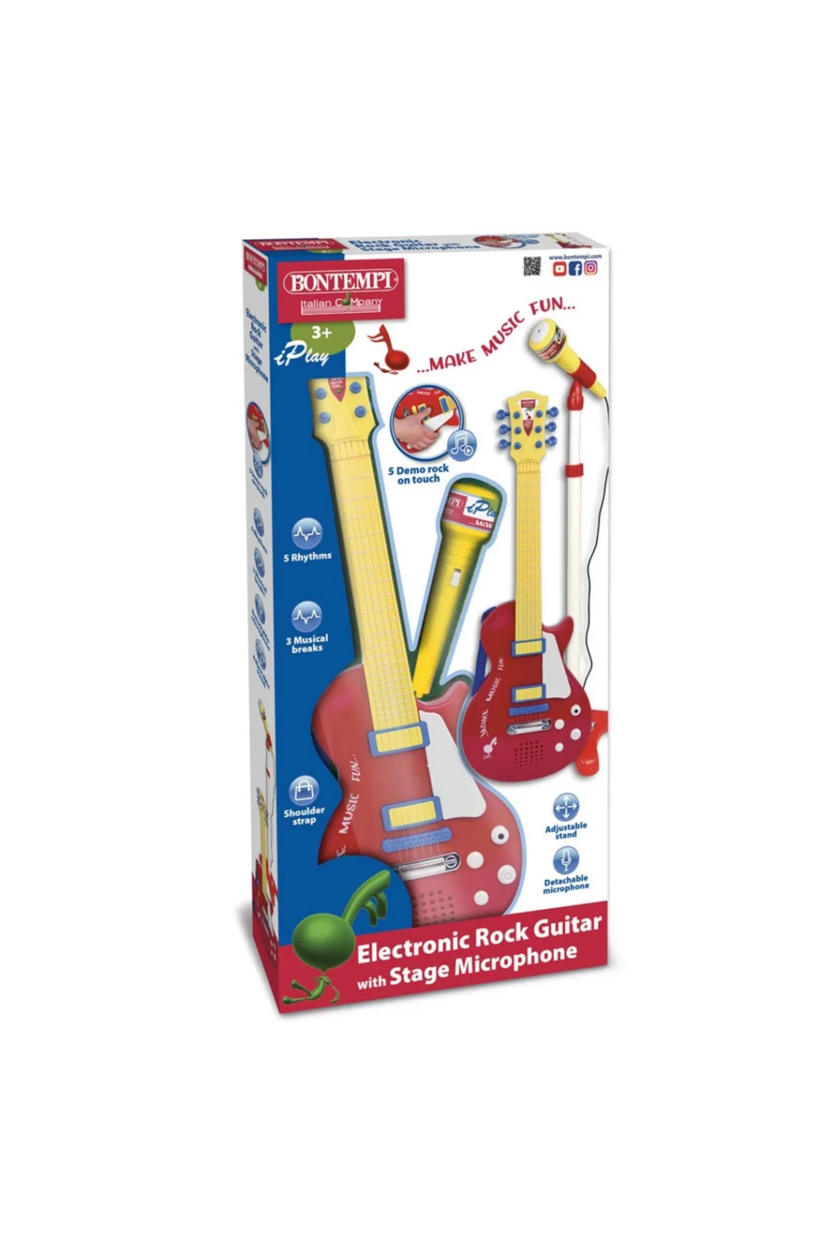 Elektronik Ayaklı Mikrofonlu Gitar Seti Kırmızı
