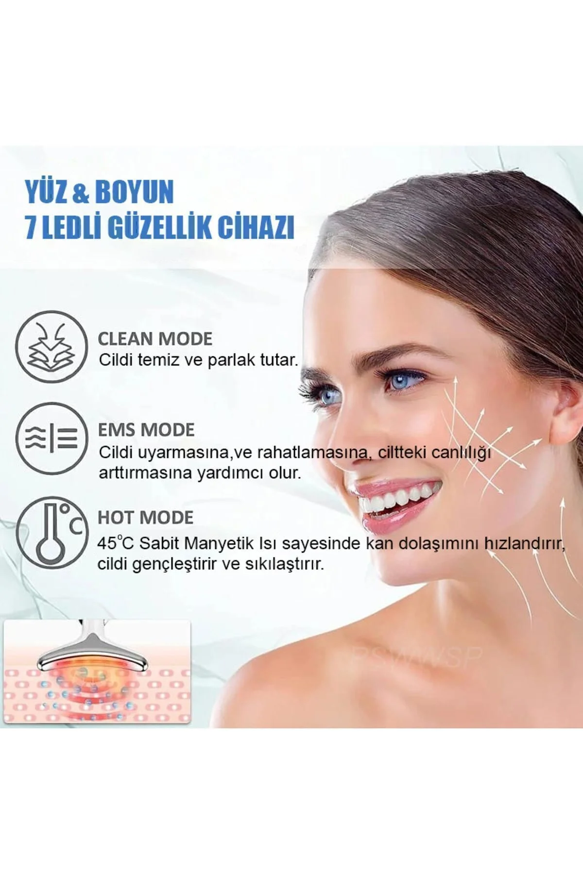 Elektronik beyaz yüz masaj aleti sıkılaştırıcı ve yaşlanma karşıtı kullanım amaçlı