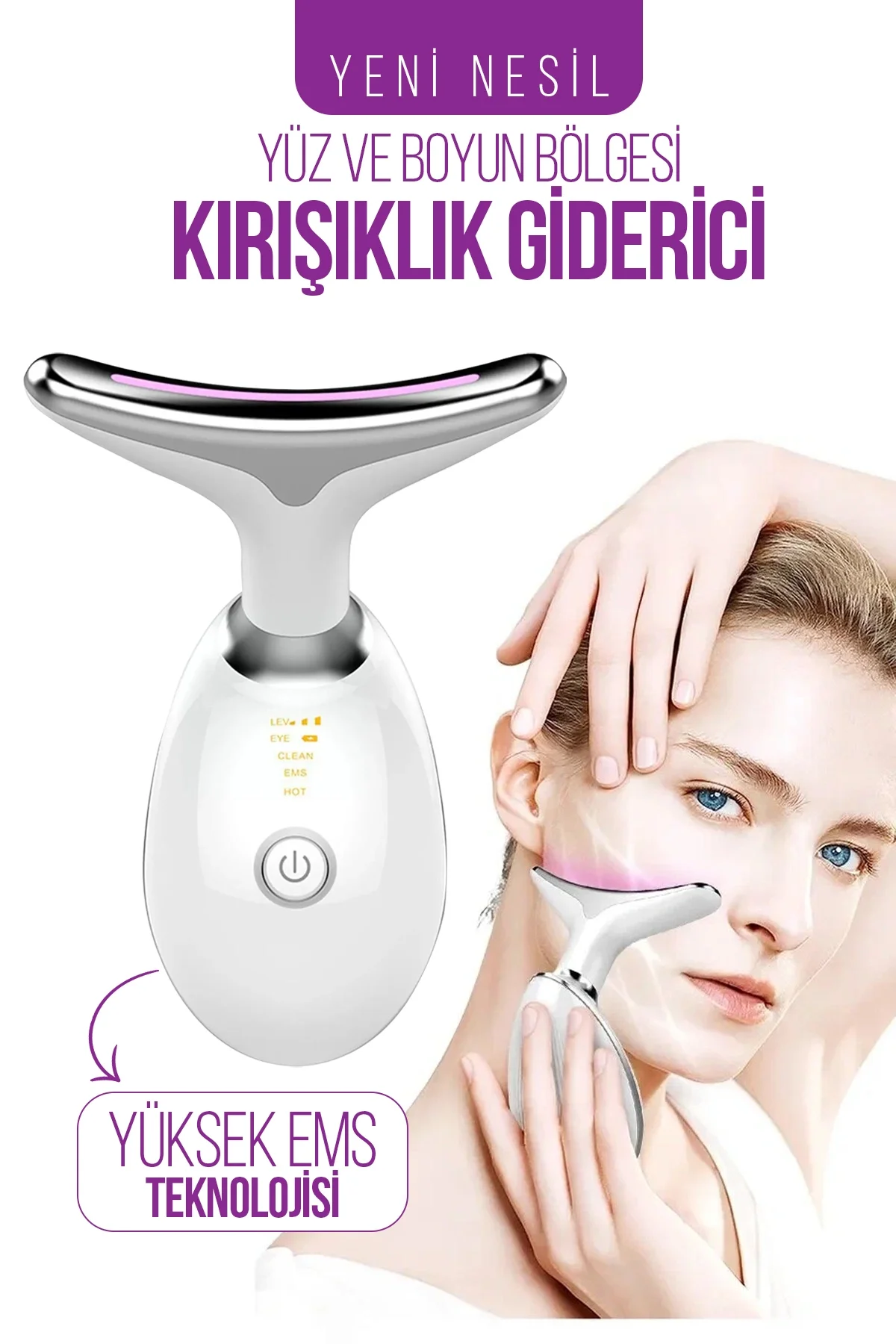 Elektronik beyaz yüz masaj aleti, sıkılaştırıcı ve yaşlanma karşıtı kullanım amaçlı