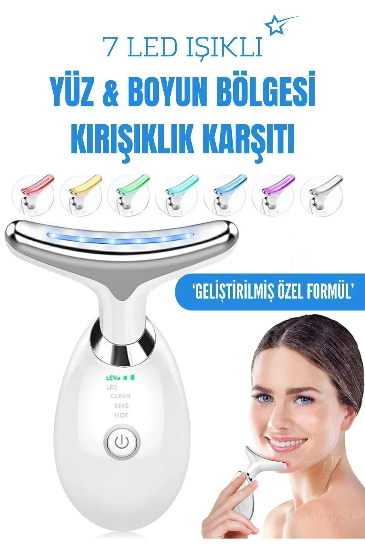 Elektronik beyaz yüz masaj aleti sıkılaştırıcı ve yaşlanma karşıtı kullanım amaçlı