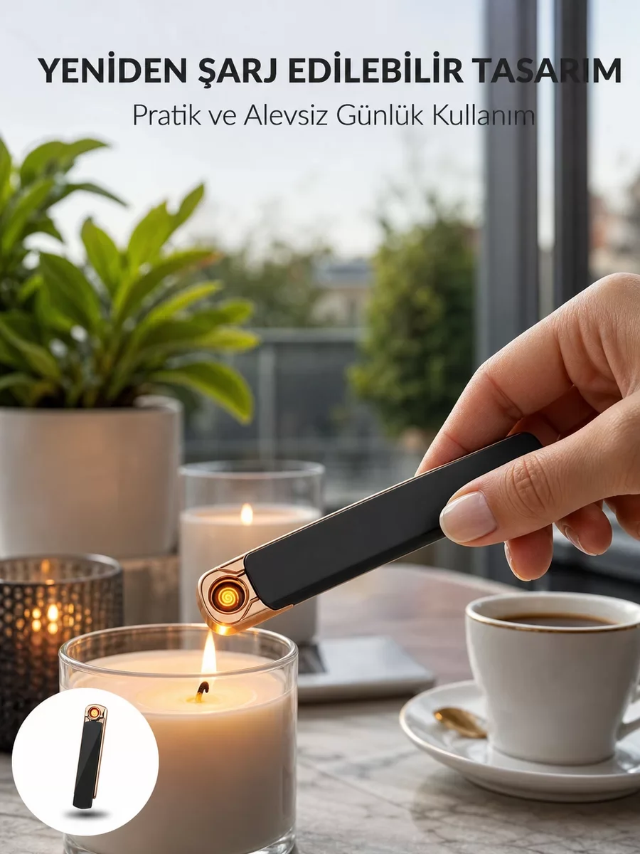 Elektronik Çakmak – Rüzgarda Sönmez, USB Şarjlı, Lüks Tasarım Yeni Nesil