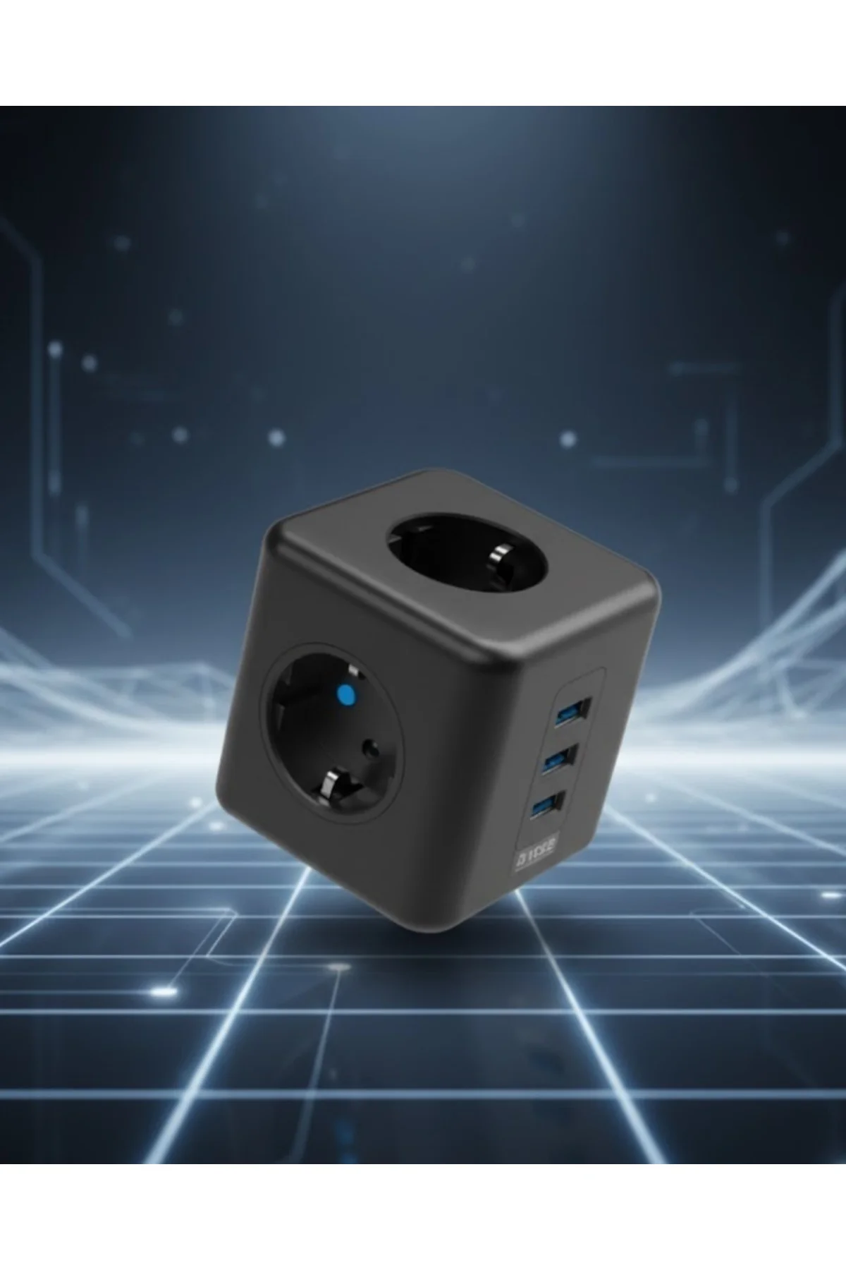 Elektronik Cihazlar İçin Akım Korumalı 3 Prizli USB’li Küp Priz