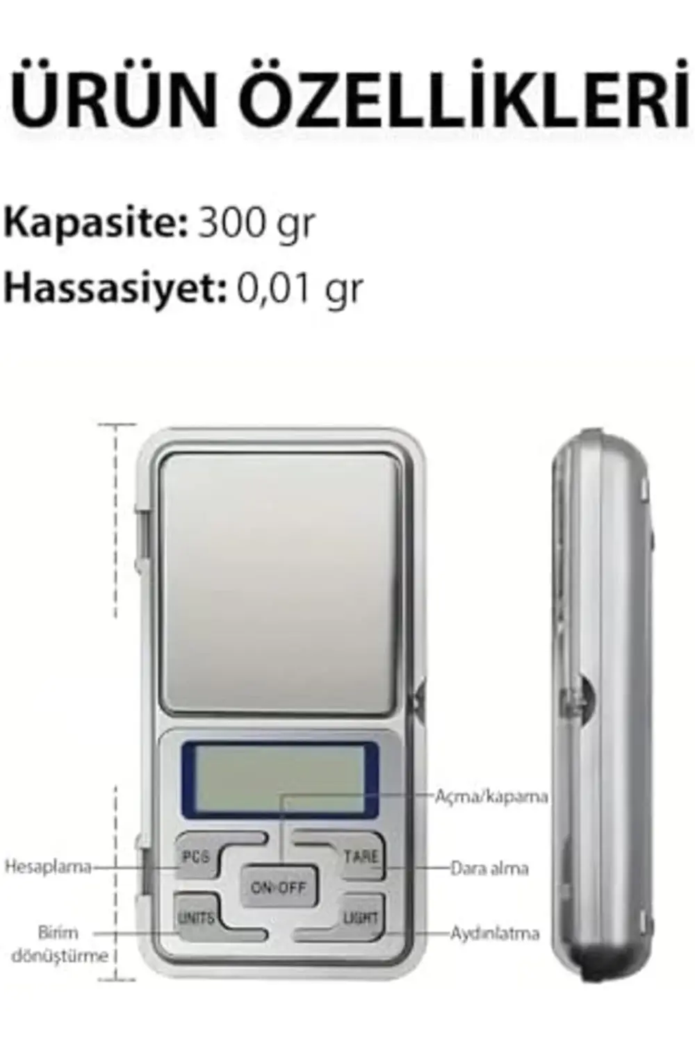 Elektronik Kuyumcu Cep Terazisi, 300 gr Kapasite 0.01 gr, Kompakt