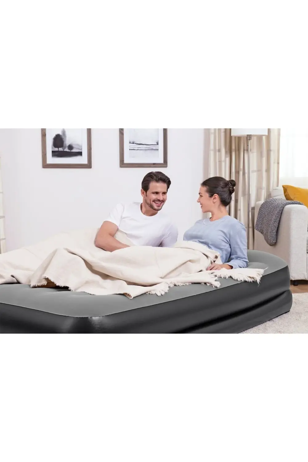 Elektronik Pompalı Çift Kişilik Şişme Yatak 203cmx152cmx46cm (ev