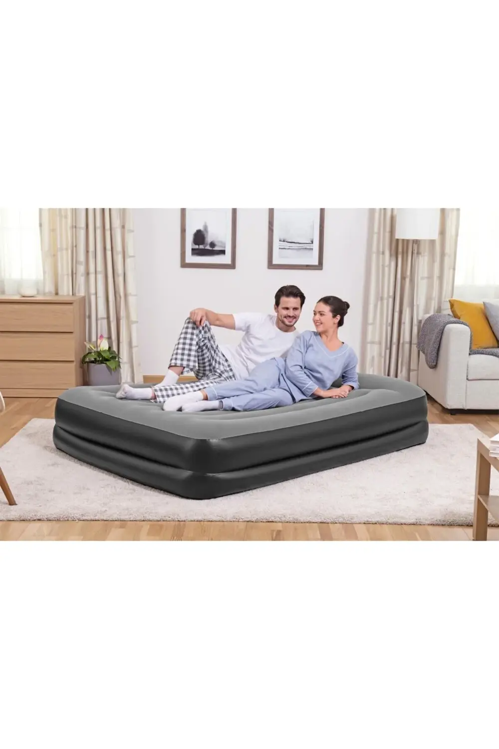 Elektronik Pompalı Çift Kişilik Şişme Yatak 203cmx152cmx46cm (ev