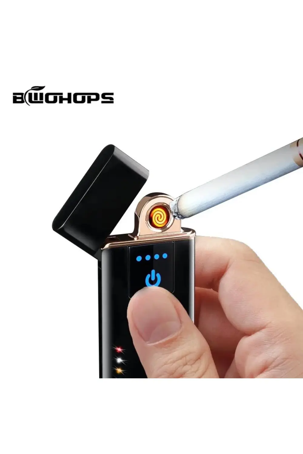 Elektronik Şarj Edilebilir Alevsiz Usb Dokunmatik Siyah Çakmak -