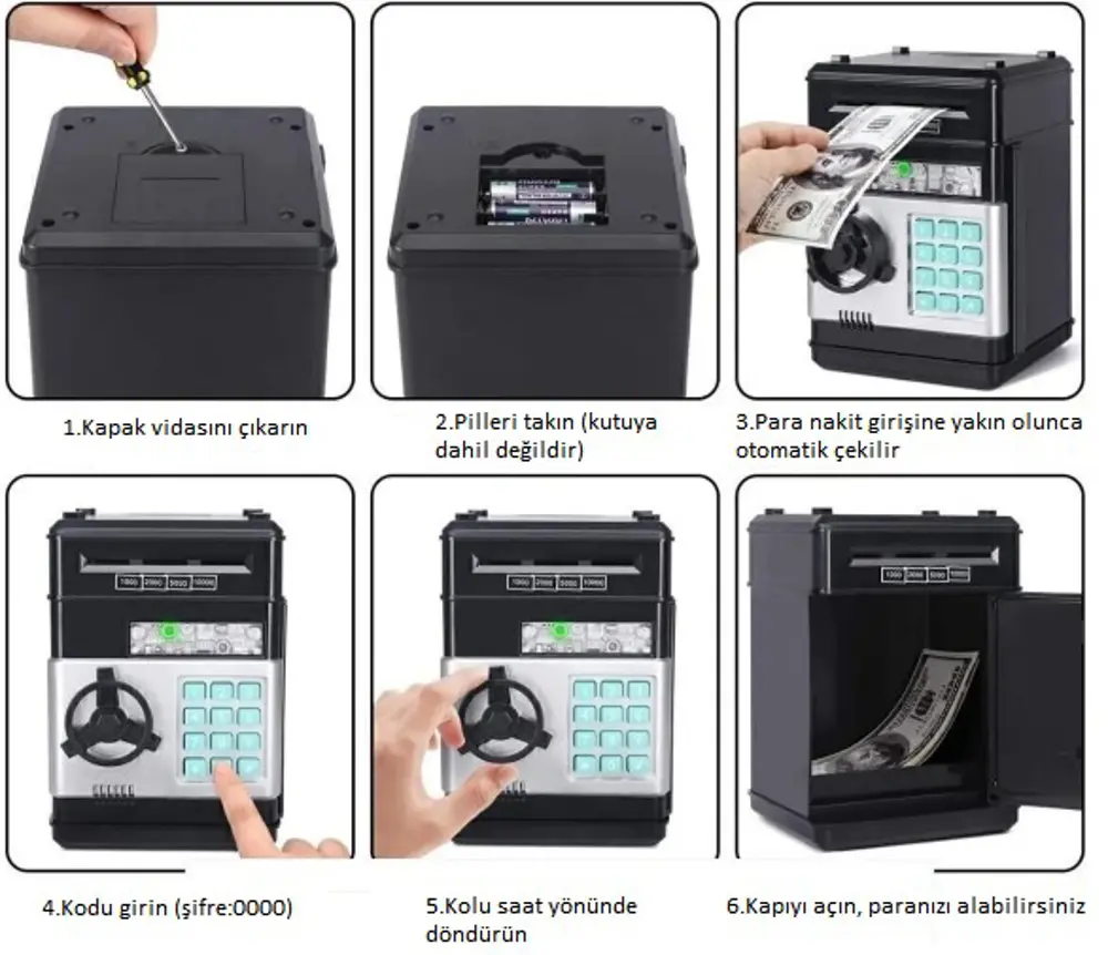 Elektronik Şifreli Kasa Otomatik Kağıt Para Alan ATM Kumbara