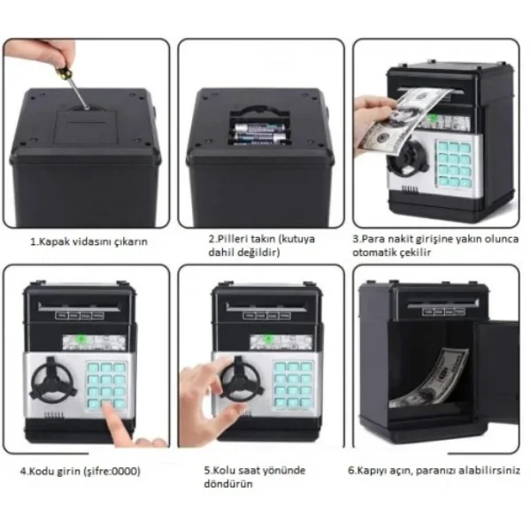 Elektronik Şifreli Otomatik ATM Görünümlü Kumbara Para Tasarrufu
