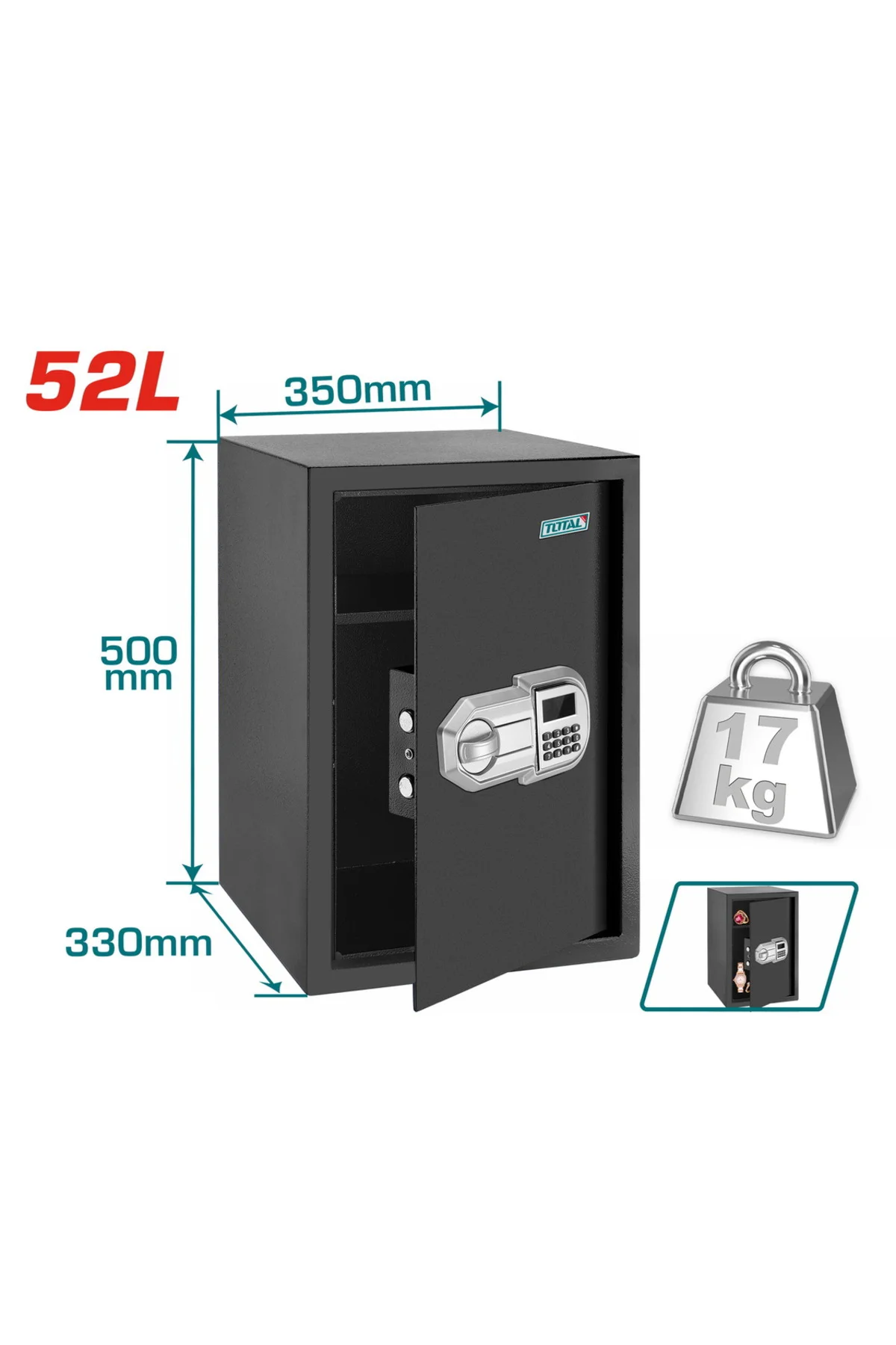 Elektronik Şifreli Para Kasası 52 Litre Yüksek Kalite TESF5001 NM