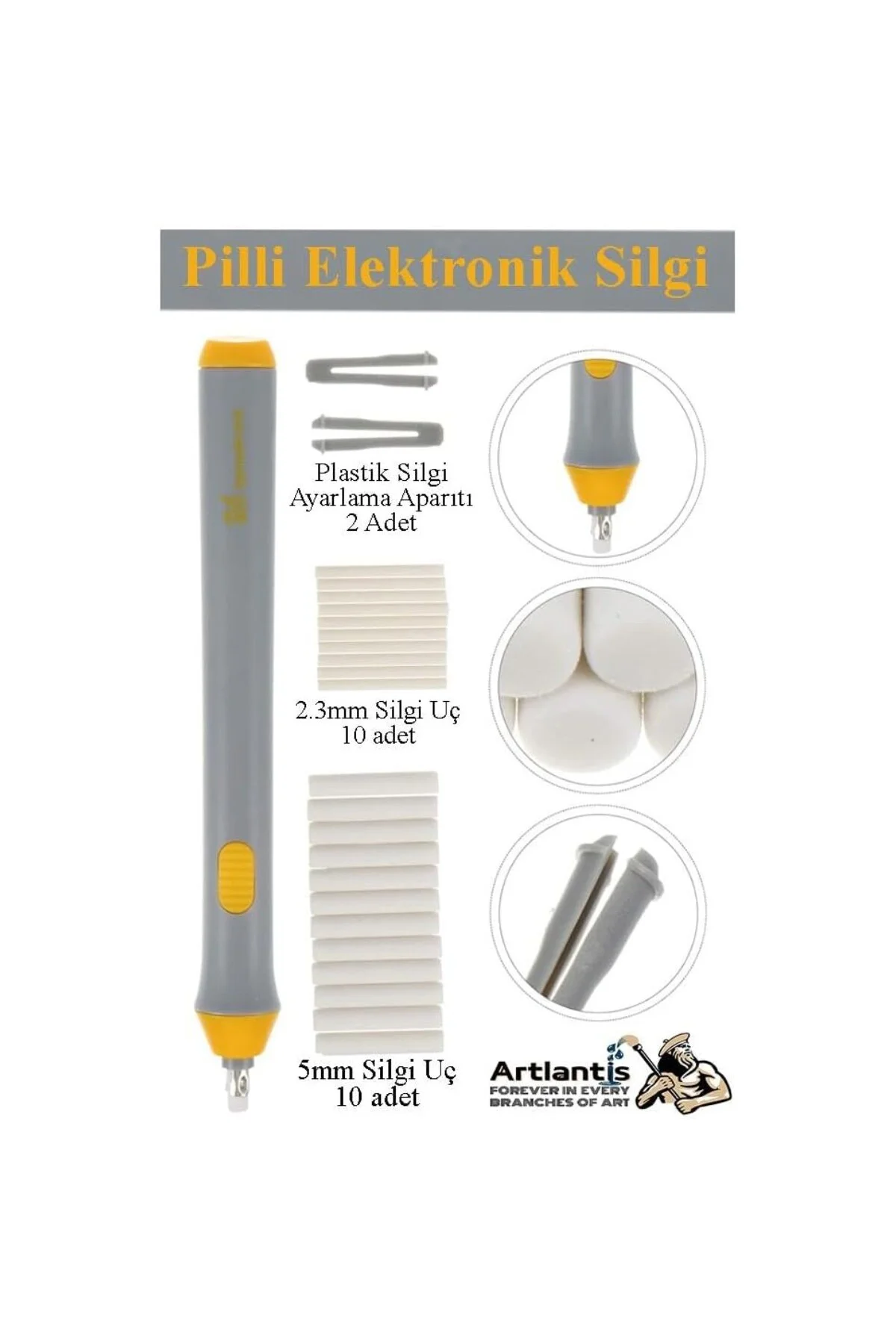 Elektronik Silgi Pilli 1 Paket Otomatik Taşınabilir Kalem Silgi K
