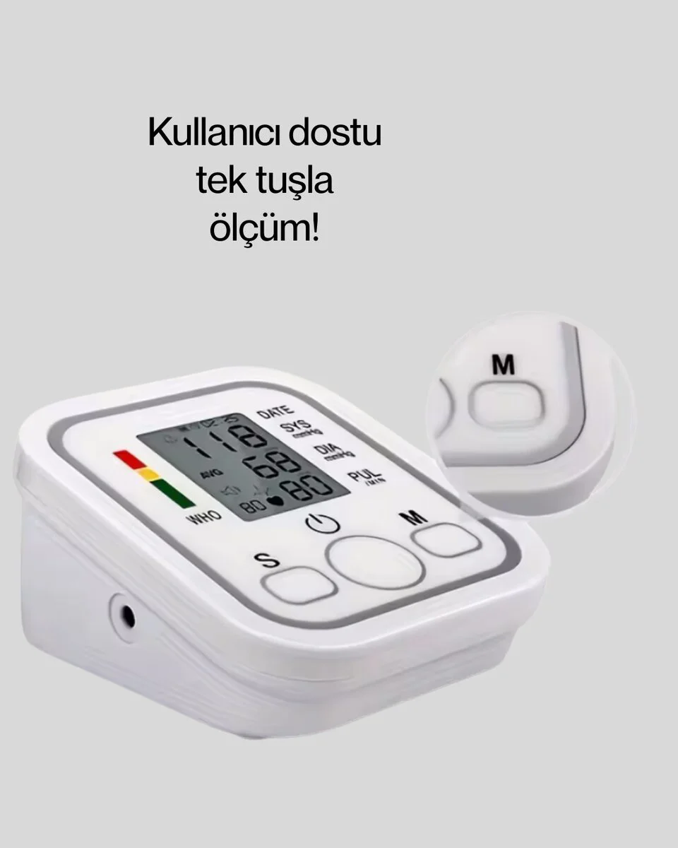 Elektronik Tansiyon Ölçer LCD Dijital Ekranlı - Evde Kan Basıncı Takibi