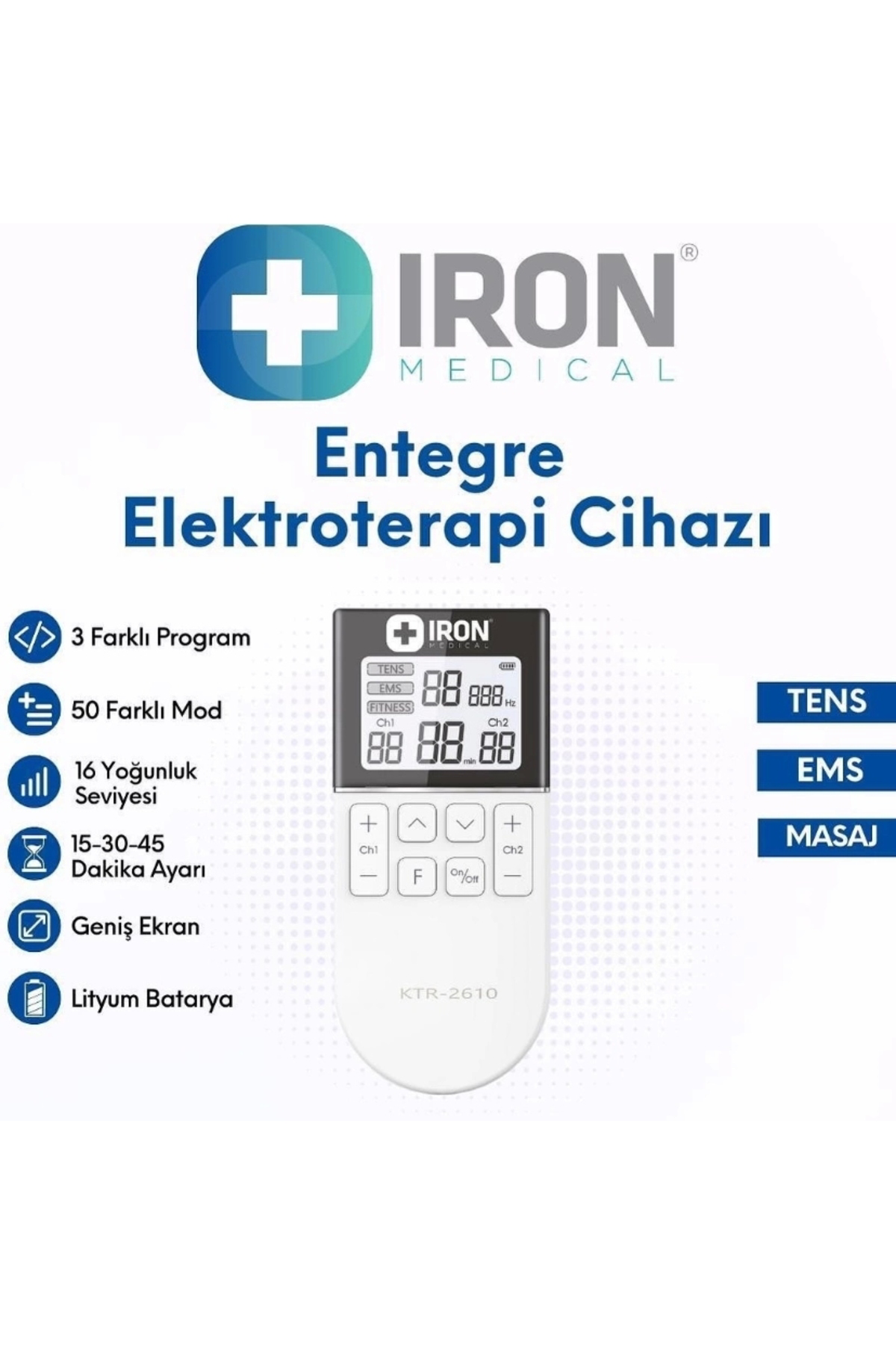 Fizik Tedavi Elektroterapi Tens Ems Masaj Cihazı Şarjlı KTR-2610