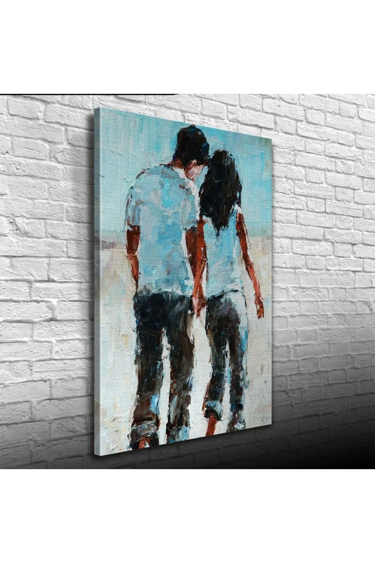 Elele Yürüyen Sevgililer Yağlıboya Kanvas Tablo 50 x 70