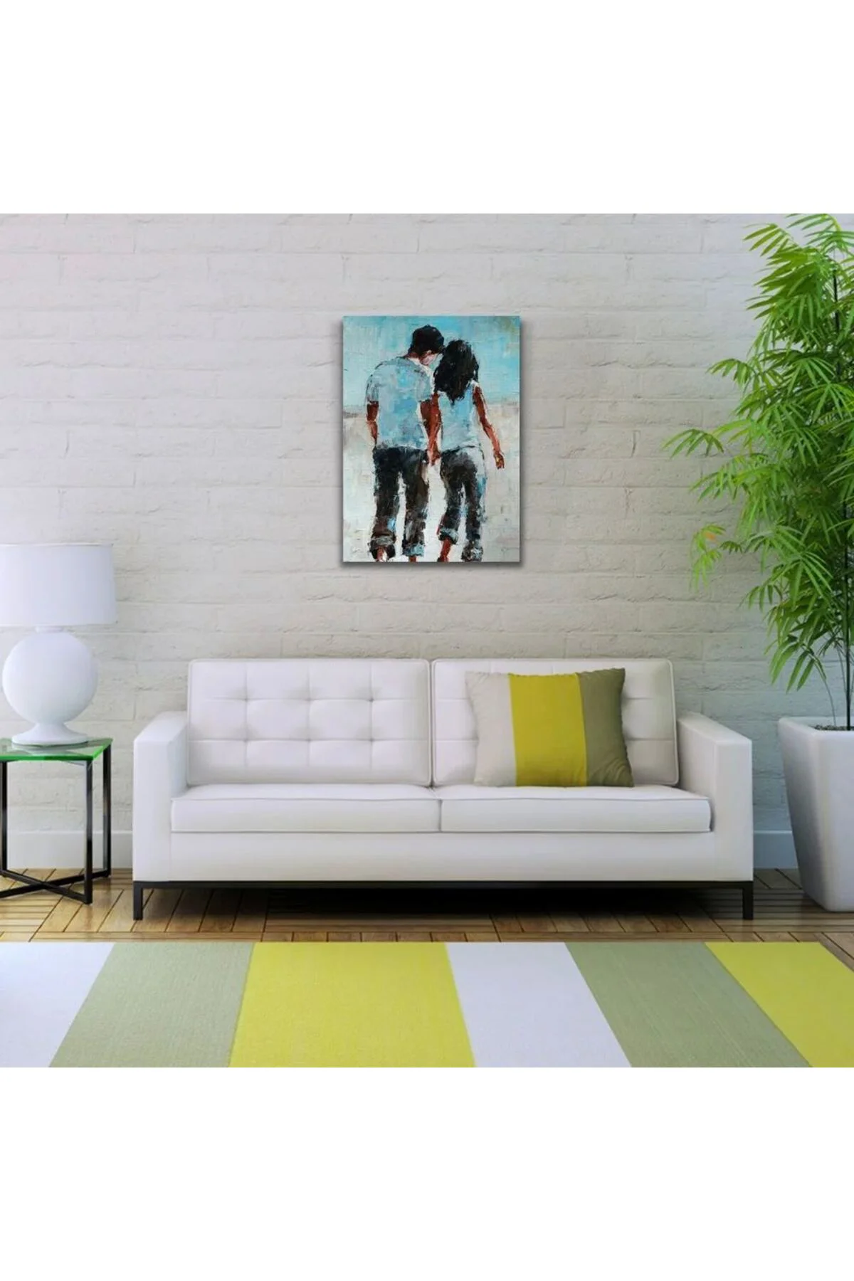 Elele Yürüyen Sevgililer Yağlıboya Kanvas Tablo 50 x 70