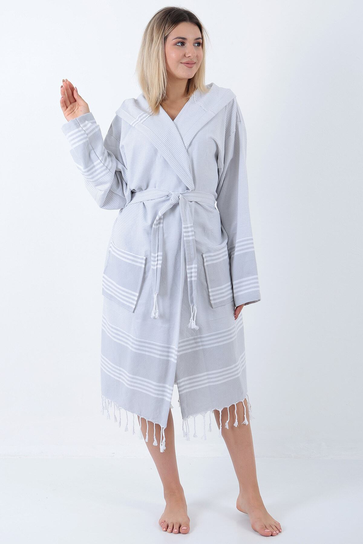 Elenora Peştemal Bornoz Gri