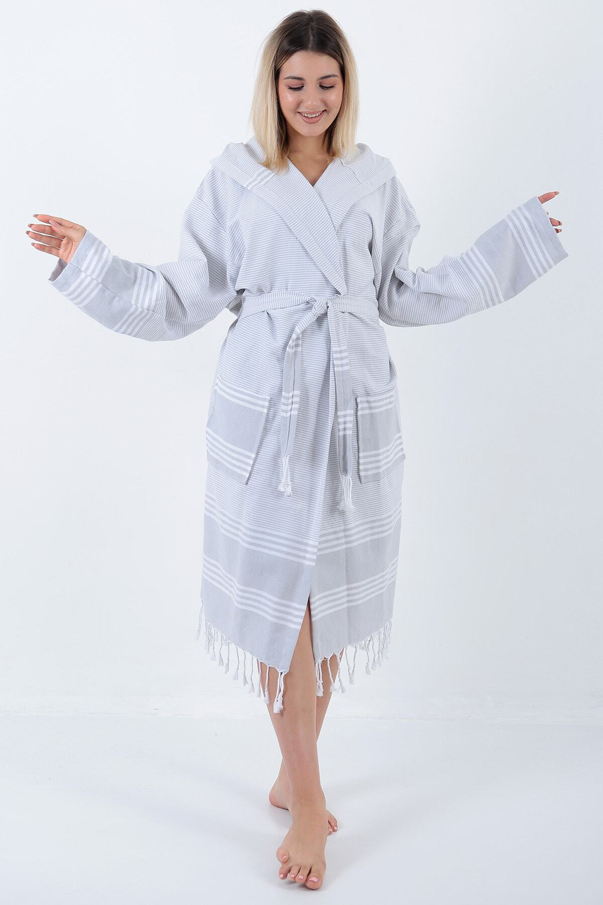 Elenora Peştemal Bornoz Gri