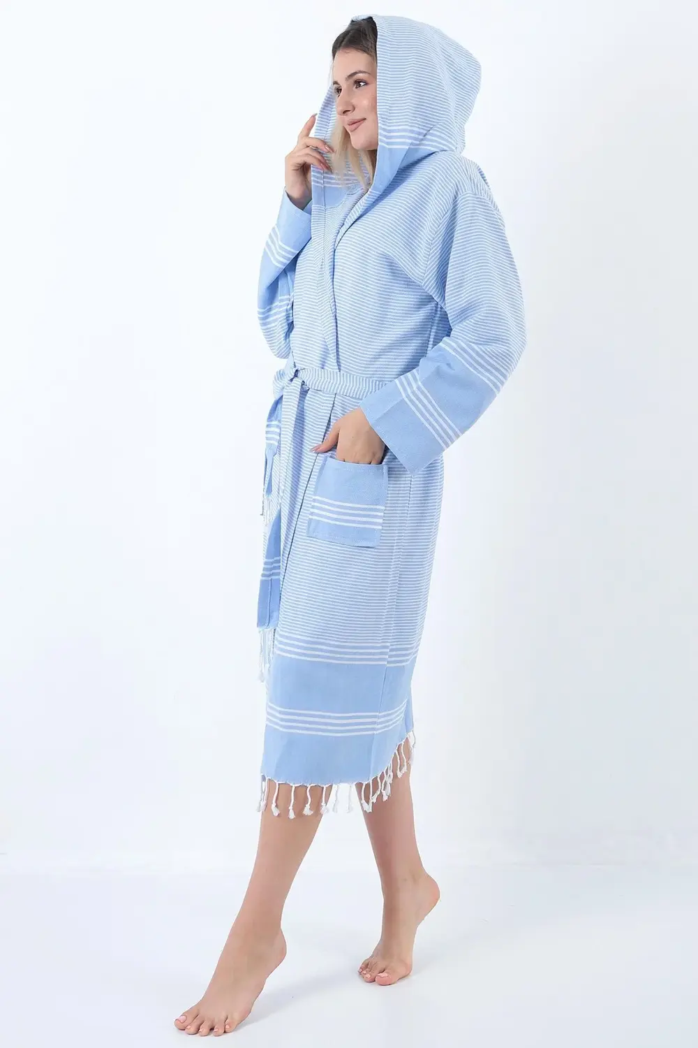 Elenora Peştemal Bornoz Açık Mavi
