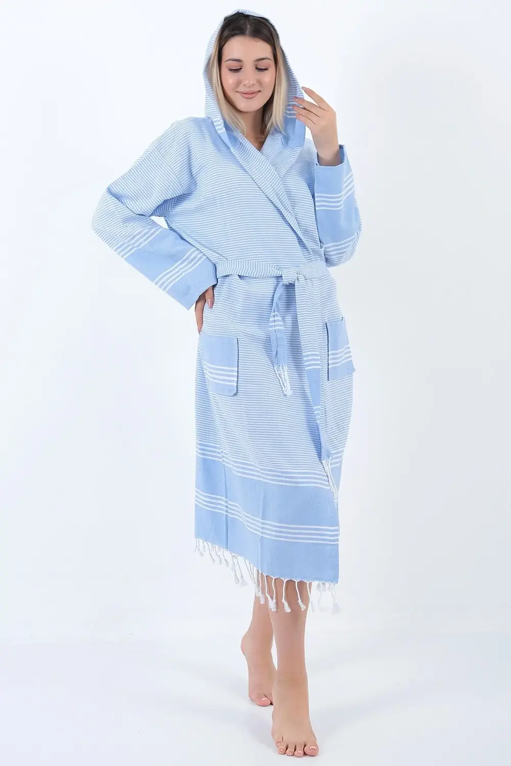 Elenora Peştemal Bornoz Açık Mavi