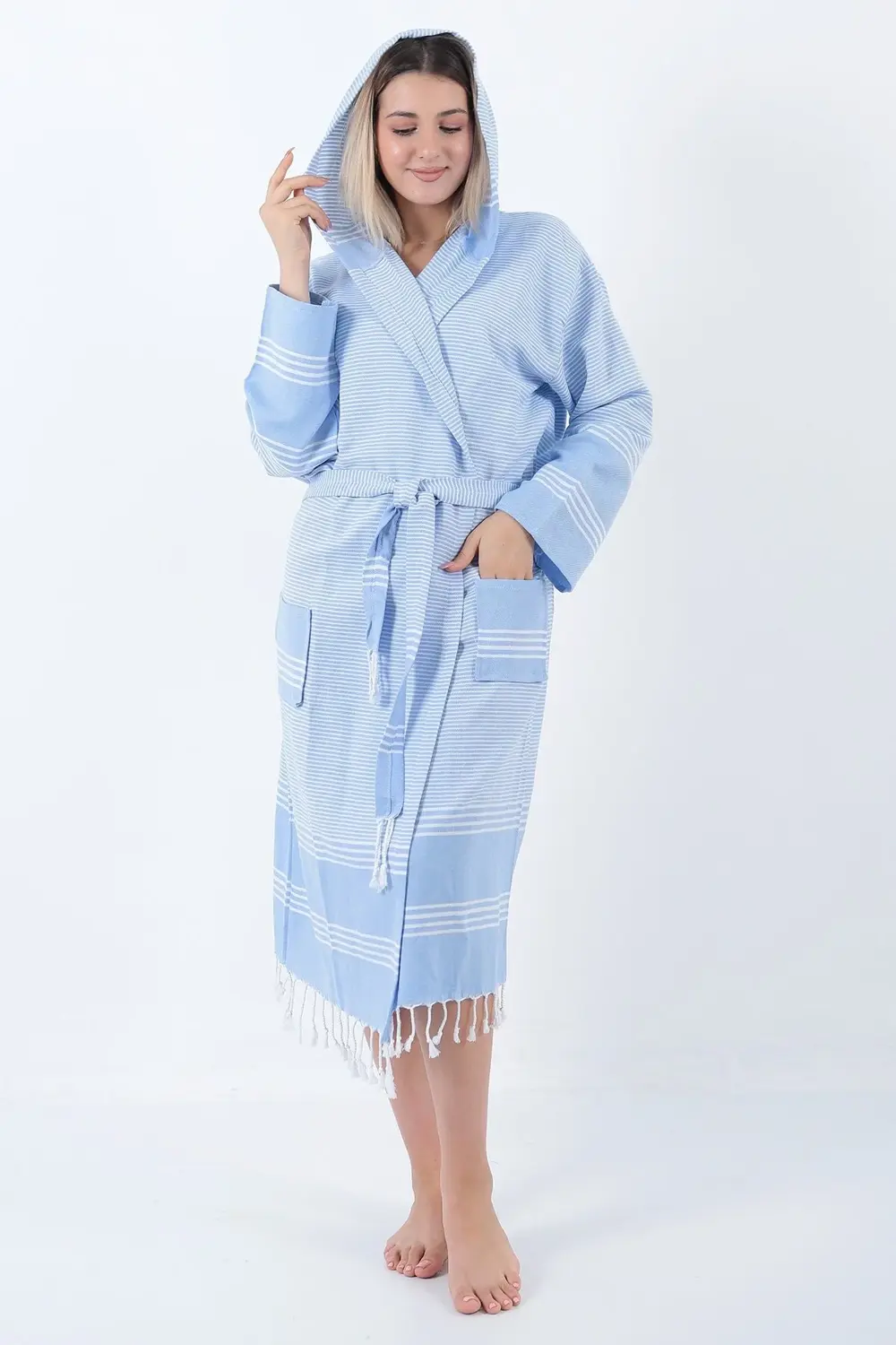 Elenora Peştemal Bornoz Açık Mavi
