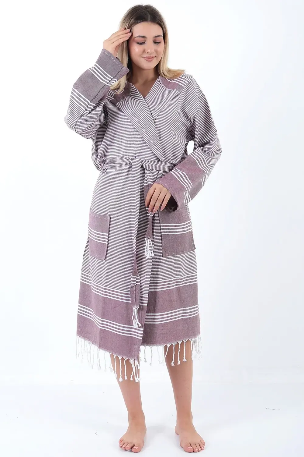 Elenora Peştemal Bornoz Bordo