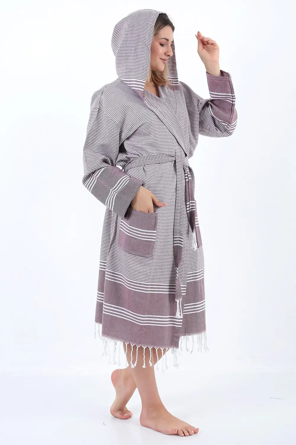 Elenora Peştemal Bornoz Bordo