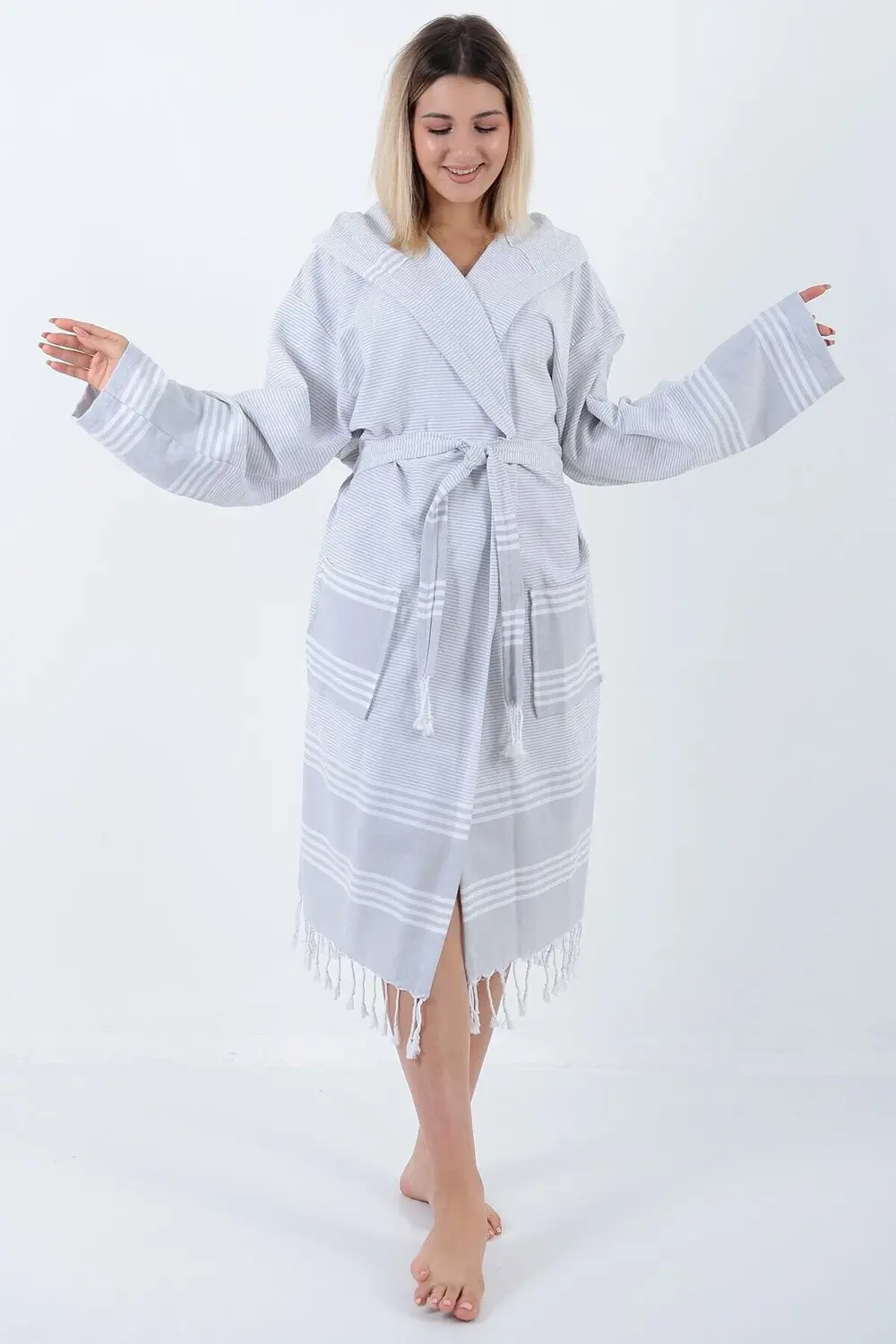 Elenora Peştemal Bornoz Gri