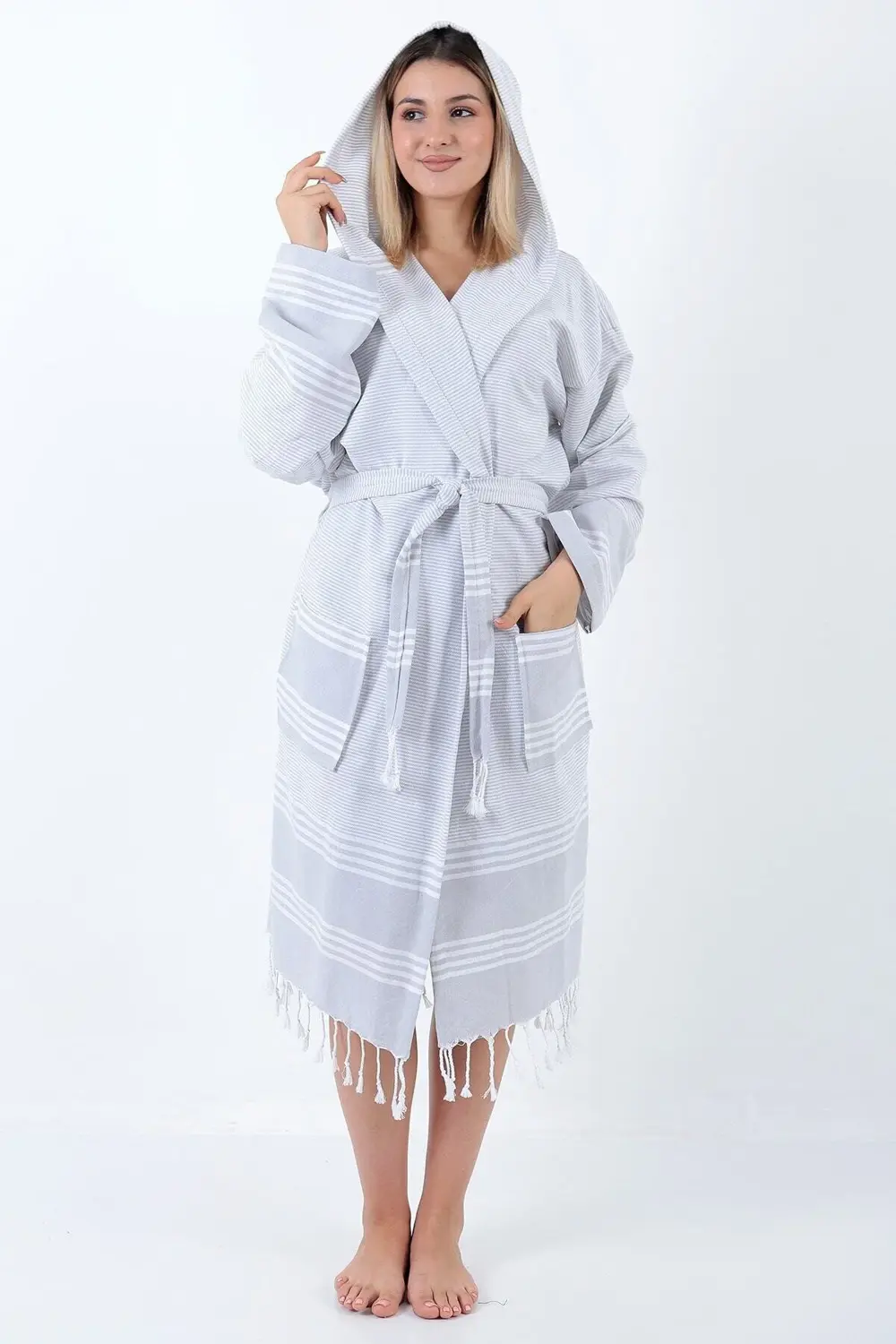 Elenora Peştemal Bornoz Gri