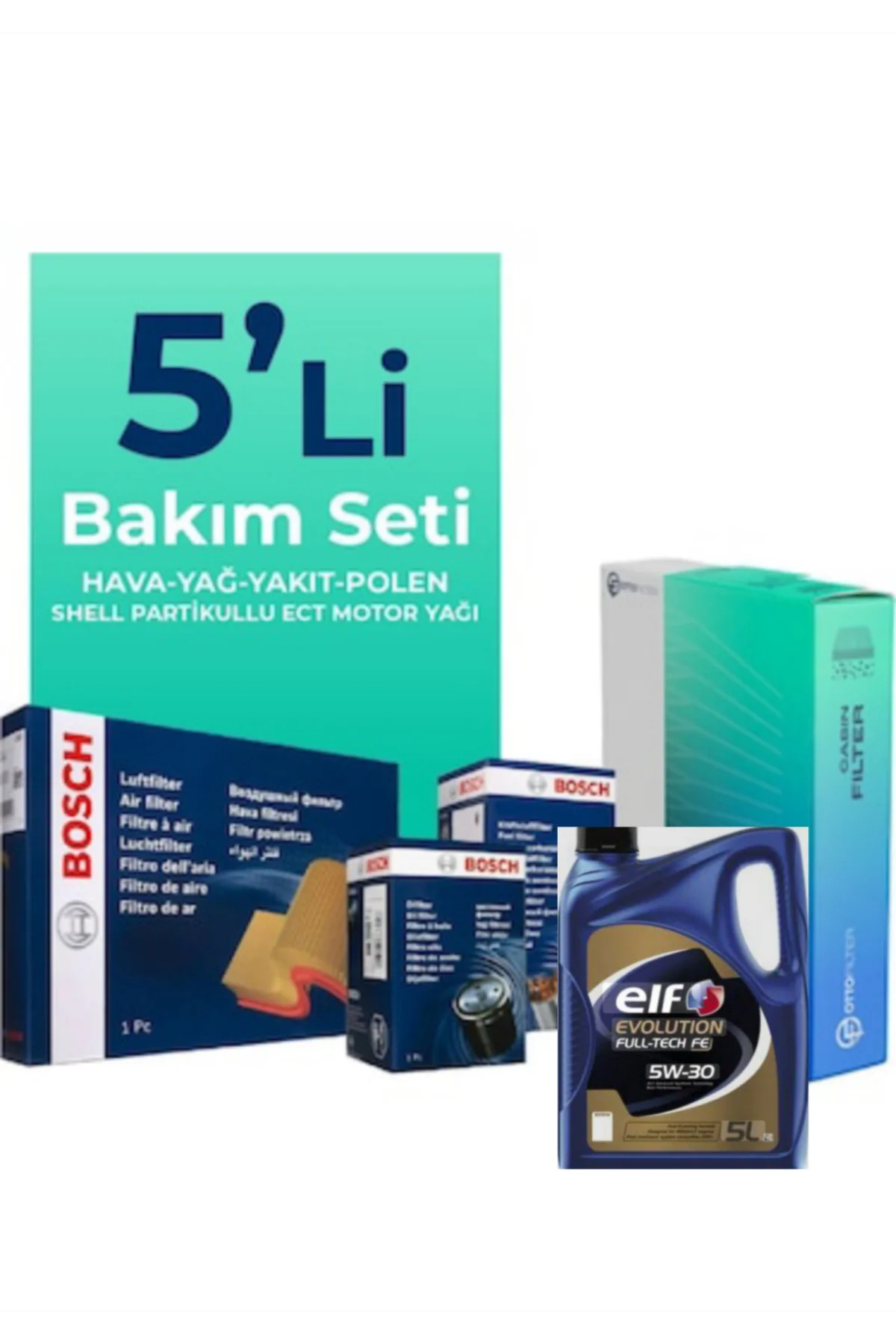 ELF 5W-30 5 LT -BOSCH Renault Megane 1.5 Dci Filtre Bakım Seti (2