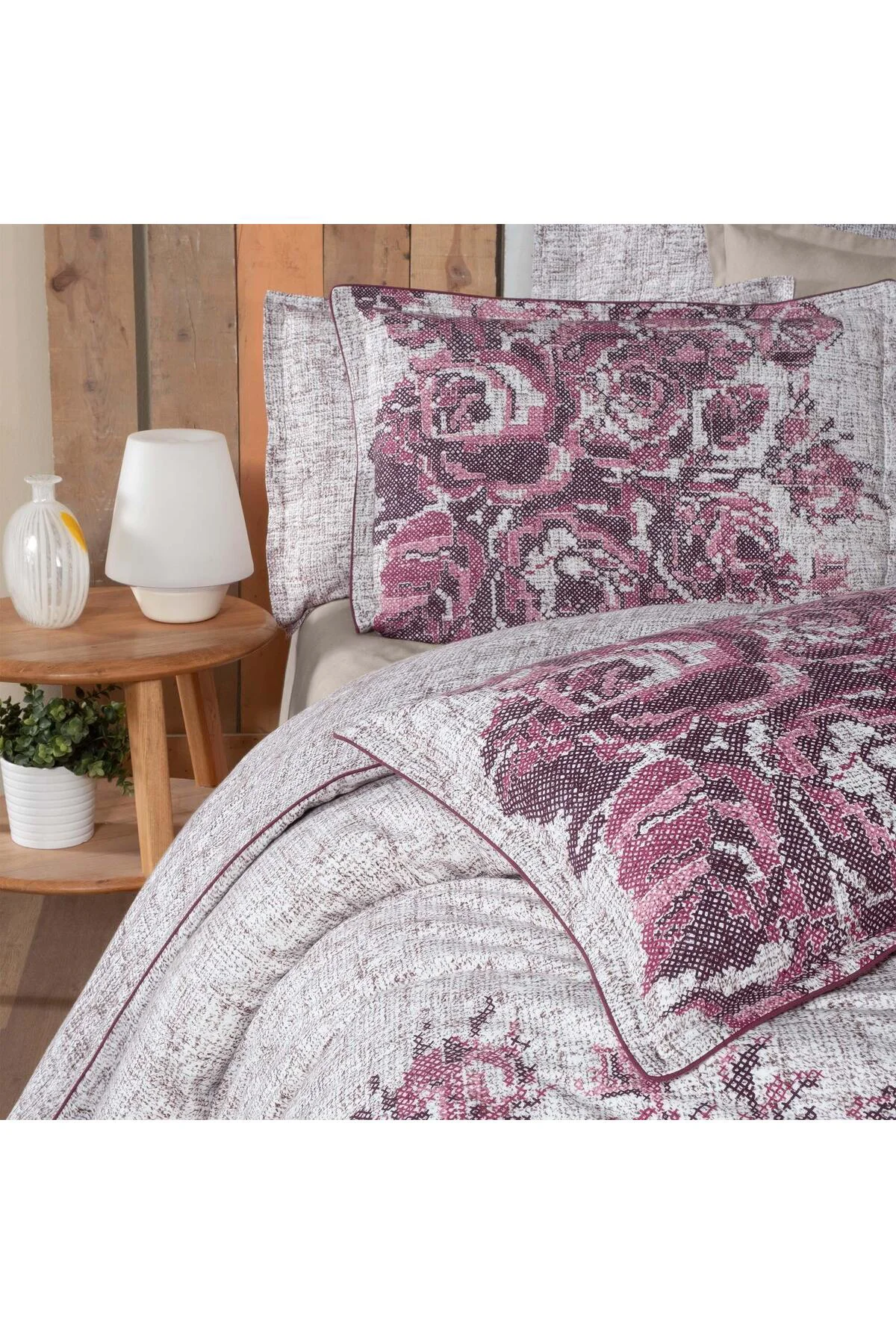 Elfida King Size (Battal Boy) %100 Pamuk Flanel (Pazen) Nevresim Takımı Pembe