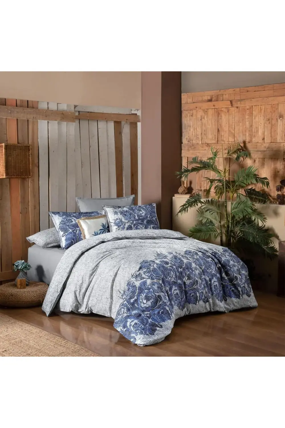 Elfida Tek Kişilik %100 Pamuk Flanel (Pazen) Nevresim Takımı Mavi