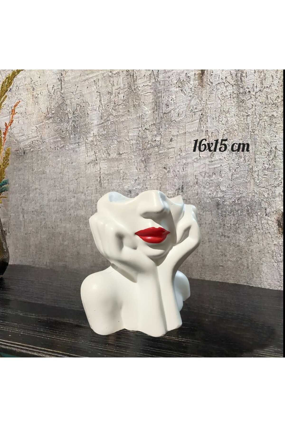 Dodemert Home Eli Yüzünde Beyaz Kız Polyester Saksı & Vazo