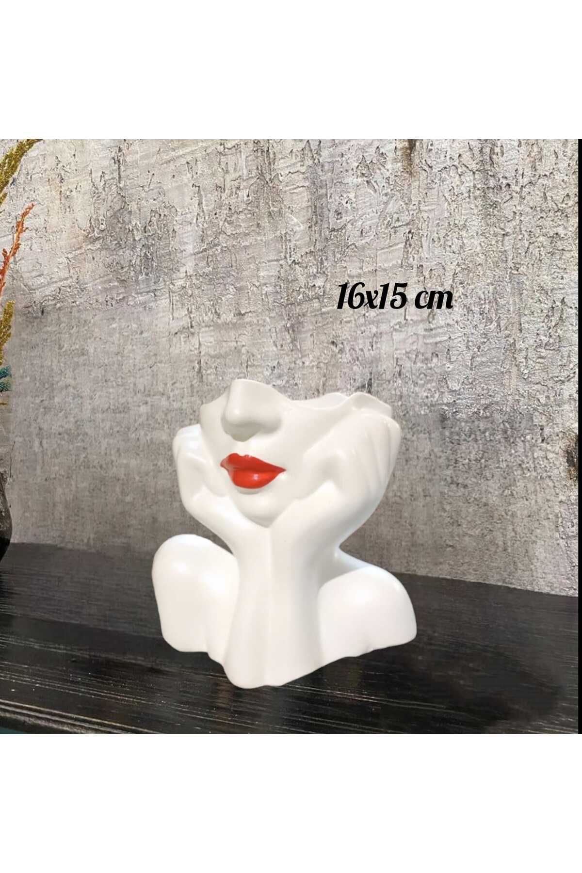 Dodemert Home Eli Yüzünde Beyaz Kız Polyester Saksı & Vazo