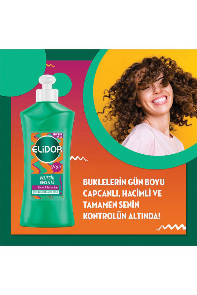 Elidor 7/24 Belirgin Bukleler Şekillendirici Bakım Kremi 265 ml E Elidor 7/24 Belirgin Bukleler Şekillendirici Bakım Kremi 265 ml E